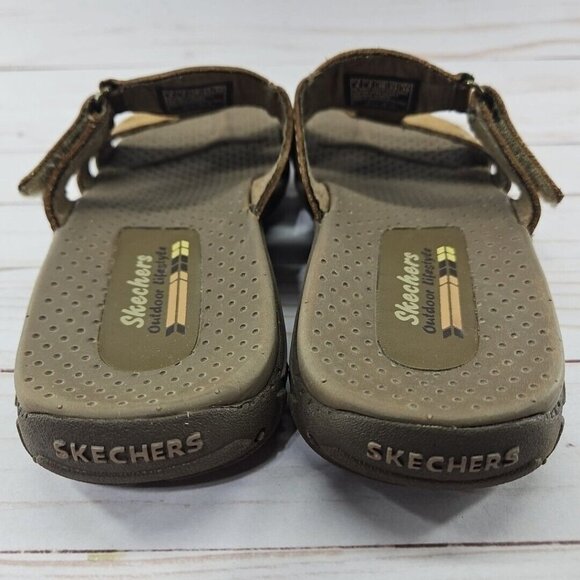 Skechers Reggae Trench Town Womens 6 Brown Leather Slide Sandals Slip On‎ 40871 - Picture 6 of 10